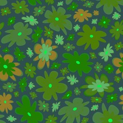 Trendy fabric pattern with miniature flowers.Summer print.Fashion design.Motifs scattered random.Elegant template for fashion prints.Good for fashion,textile,fabric,gift wrapping paper.Green on gray