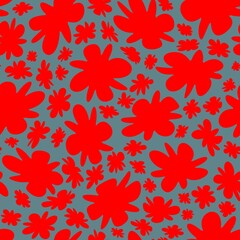 Trendy fabric pattern with miniature flowers.Summer print.Fashion design.Motifs scattered random.Elegant template for fashion prints.Good for fashion,textile,fabric,gift wrapping paper.Red on gray