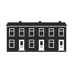 Terraced house icon. Home. Property. Real estate. Vector icon isolated on white background.