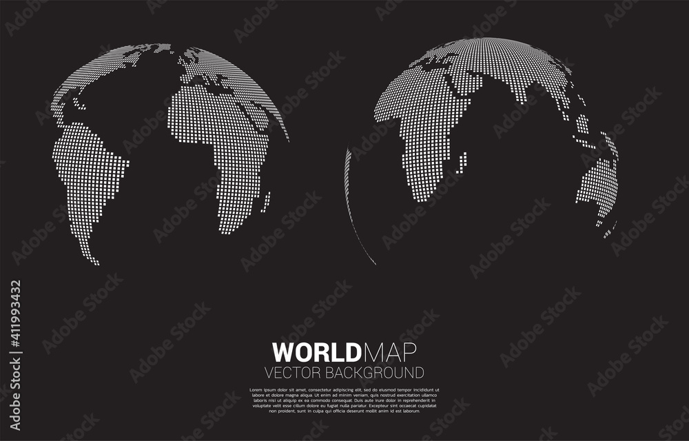 Aufkleber Globe 3D World map from square pixel . concept of global Digital network