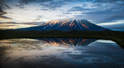 Volcano mountain in summer