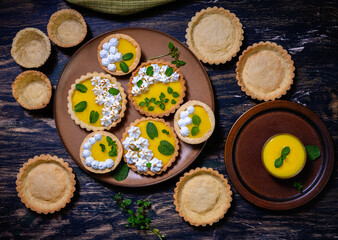 Traditional french lemon tart, top view