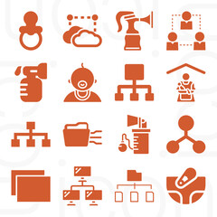 16 pack of related  filled web icons set