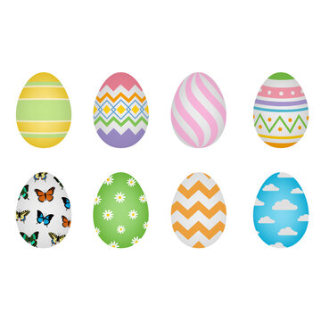 set of isolated easter eggs