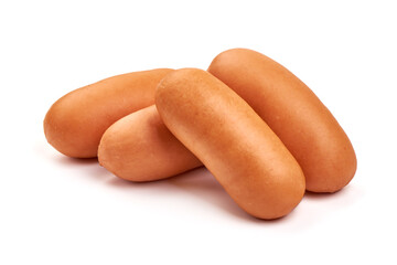 Boiled pork sausages, isolated on white background