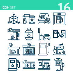 Simple set of 16 icons related to cubic