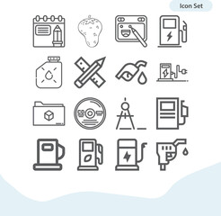 Simple set of charcoal related lineal icons.