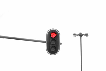 traffic light with red light on