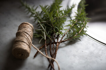 Fototapeta na wymiar Rosemary herb in kitchen for cooking