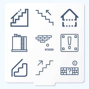 Simple set of 9 icons related to tiles