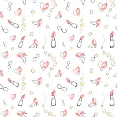 Illustration for woman's day, seamless pattern, 8 march