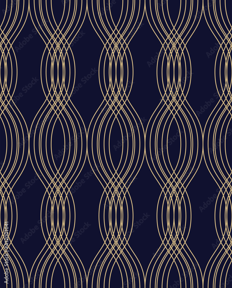 Poster geometric abstract pattern. seamless vector background. dark blue and gold texture. graphic modern p