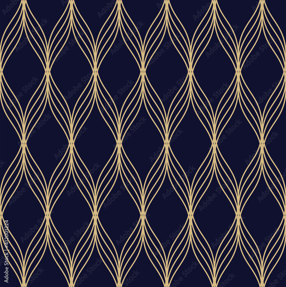 Poster geometric abstract pattern. seamless vector background. dark blue and gold texture. graphic modern p