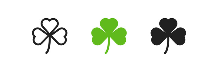 Clover icon. Luck leaf symbol. Shamrock shape illustration in vector flat
