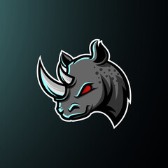 Rhino Mascot Logo - Animals Mascot Esports Logo Vector Illustration Design Concept.