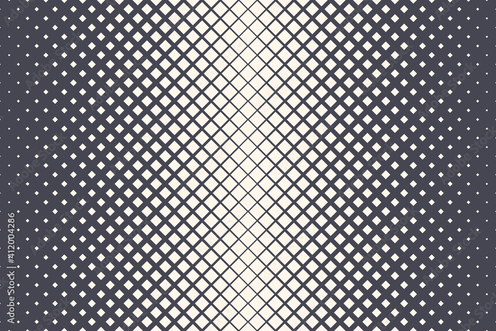 Poster rhombus halftone pattern vector abstract geometric technology background. retro colored halftone squ