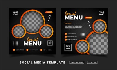 Flyer or social media post themed special food menu template
