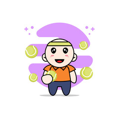Obraz na płótnie Canvas Cute courier character holding a tennis ball.