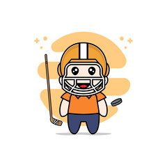Cute courier character wearing hockey costume.