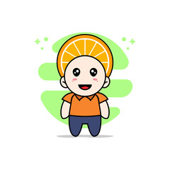 Obraz na płótnie Canvas Cute courier character wearing orange costume.