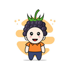 Cute courier character wearing grape costume.