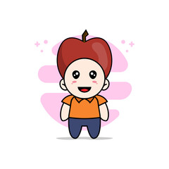 Cute courier character wearing apple costume.