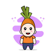 Cute courier character wearing carrot costume.