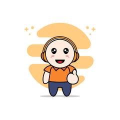 Cute courier characters using headphones.