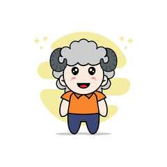 Cute courier character wearing sheep costume.