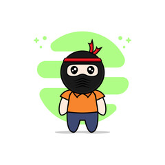 Cute courier character wearing ninja costume.