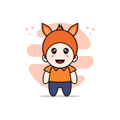 Fototapeta na wymiar Cute courier character wearing fox costume.