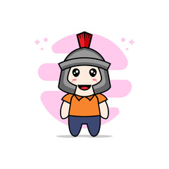 Cute courier character wearing gladiator costume.