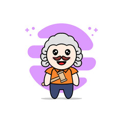 Cute courier character wearing judge costume.