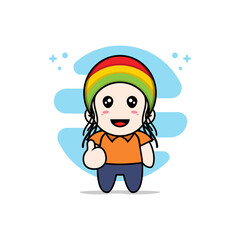Obraz na płótnie Canvas Cute courier character wearing reggae costume.