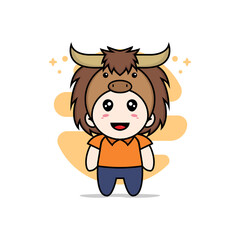 Cute courier character wearing bull costume.