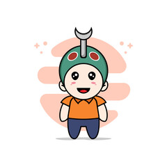 Fototapeta premium Cute courier character wearing beetle costume.