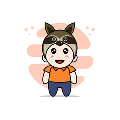 Cute courier character wearing fox costume.