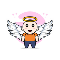 Cute courier character wearing angel costume.