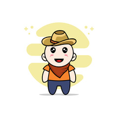 Obraz na płótnie Canvas Cute courier character wearing cowboy costume.