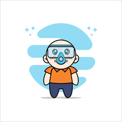 Cute courier character wearing divers costume.