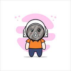 Cute courier character wearing astronaut costume.