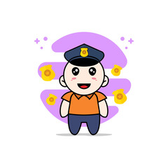 Cute courier character wearing police costume.