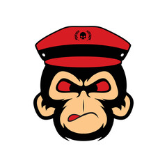 captain chimps monkey face logo mascot head
