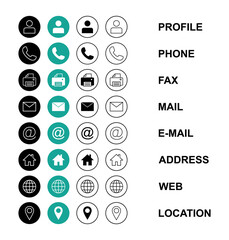 Web icon set. Business card contact information icon. Contact us icon set