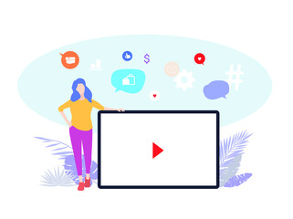 Online concept gesture illustration vector. 