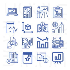 16 pack of rated  lineal web icons set