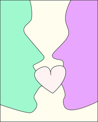 the kiss of two lovers. valentine's day