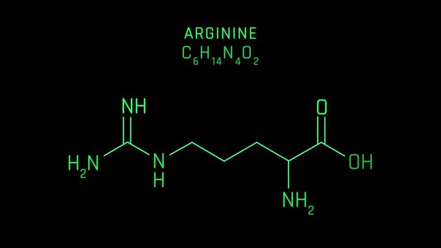 Arginine Molecular Structure Symbol Neon Animation on black background