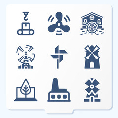 Simple set of 9 icons related to manufacture