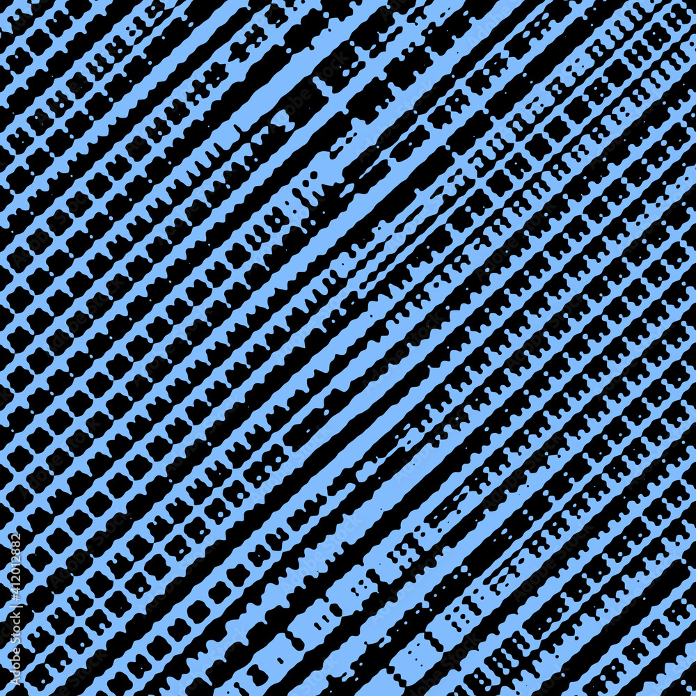 Poster diagonal abstract pattern of distorted lines in black and blue